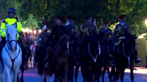 British military rehearse on horseback ahead of Jubilee celebrations