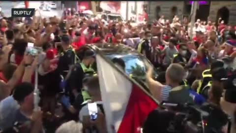 Melbourne Australia - Police arrive to pepper spray Novak Djokovic supporters outside the detention center