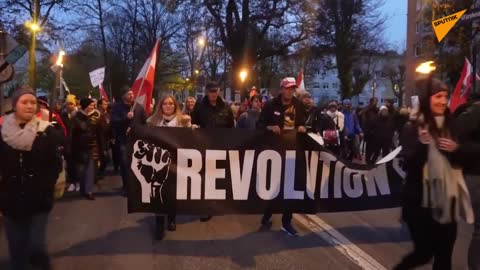 Protest in Salzburg, Austria as Government Plans to Lockdown Unvaccinated Citizens