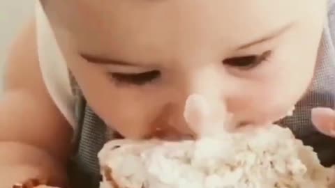 Funny baby funny eating