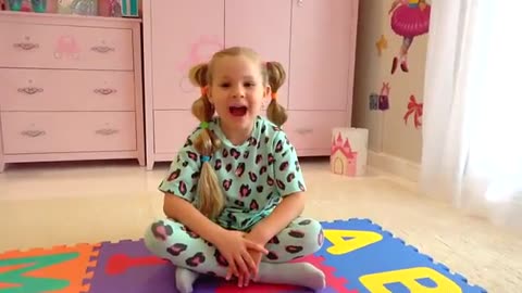 Diana Exercises and learns the English Alphabet - Kids Learning Video