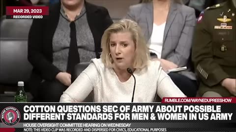 Cotton Asks Sec Of Army about possible gender-based standards for certain positions in the US Army