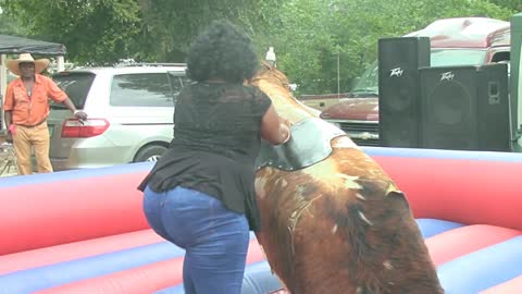 FEMALE BULL RIDING | BISHOP BULLWINKLE HELL NAW! | TUSKEGEE TELEVISION NETWORK