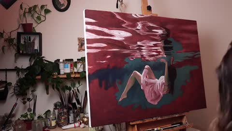 I painted myself underwater | Oil Painting Time Lapse | Realistic Underwater Scene