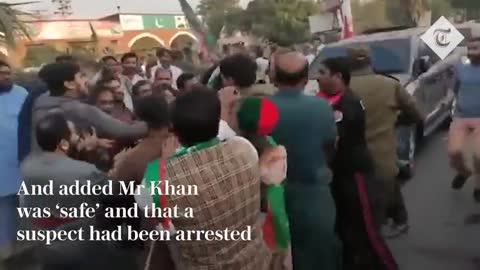 Moment Imran Khan is shot in 'assassination attempt' during Pakistan march