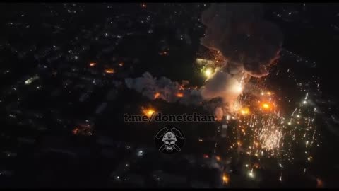 Ukrainian forces hit a massive stockpile of Russian rocket artillery in Donetsk city.