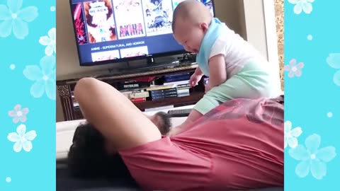 Cute babies enjoying with Dad Funny videos