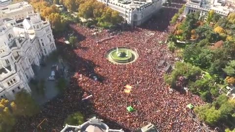 Mass protest against socialist PM Sánchez in Madrid, Spain.