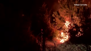 Firefighters battle huge blaze in northwest Spain
