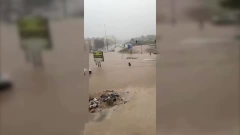 Roads flooded in Libya after deadly Storm Daniel