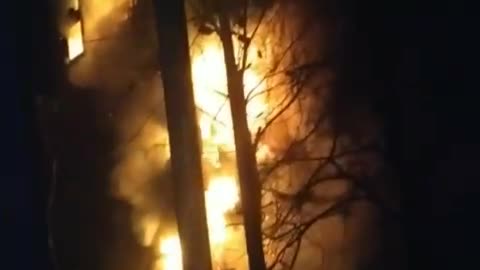 Fire from a missile attack in the center of Kyiv