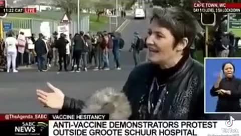 Vaccine Protestors at Groote Schuur Hospital, Cape Town, South Africa