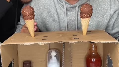 Le mieux entre la Chantilly au Caramel et de la sauce Piment Hot avec une bonne Glace 😡😂1