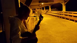 Pluckin' at St Simon's Pier