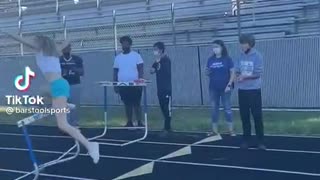 chick hurdling for first time