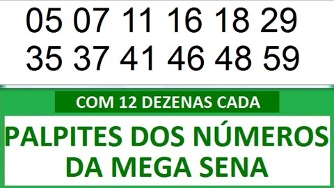 #PALPITES DOS NÚMEROS DA MEGA SENA COM 12 DEZENAS 8a 8b 8c 8d 8e 8f 8g 8h 8i 8j 8k 8l