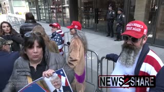Trump Supporters speak out at Trump Tower on eve of indictment in NYC.