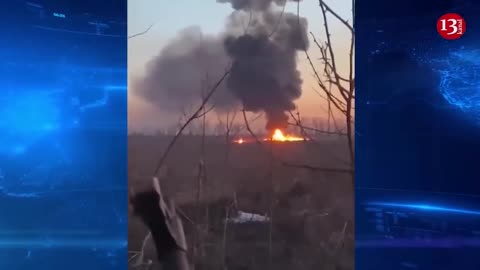 Russian armored vehicle shot with crew members inside, burned to ashes