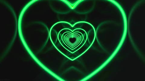 467. Neon Lights Love Heart Tunnel💚Cute Green Neon Hearts Night Background