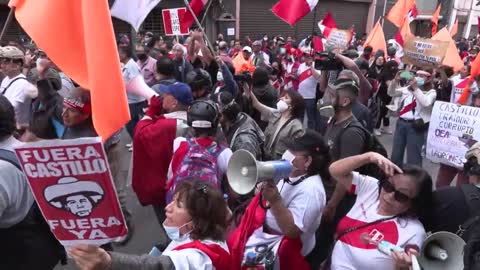 Protest in Lima ahead of OAS mission visit to Peru.