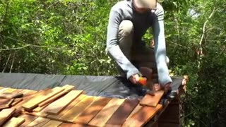Building Complete Survival Log Cabin Shelter