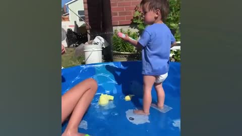Funny Babies Playing With Water - Baby Outdoor Videos