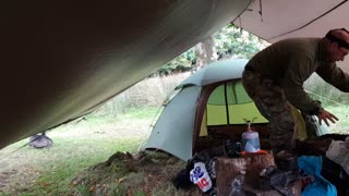 Taking out the sleep system to reposition the tent