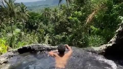 In the natural bath in Bali