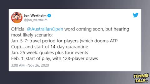 Australian Open DELAYED to February Tennis News