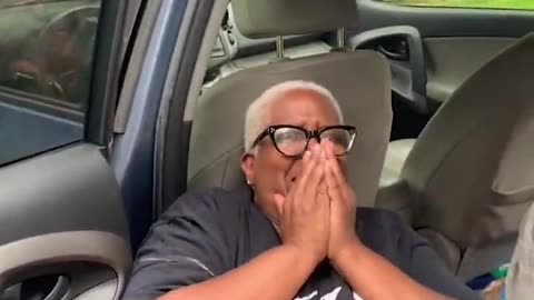 Grandparents cry when surprise.