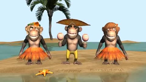 Funny Happy Birthday Song. Monkeys sing Happy Birthday To You