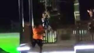 Zipline Worker Falls Trying to Catch Girl Zipliner