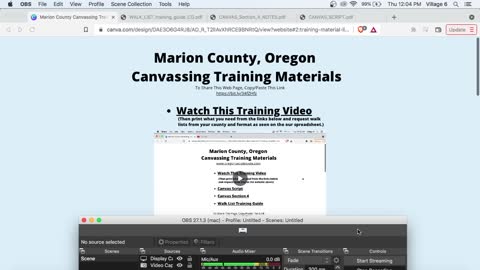 Canvassing Training Materials from Marion County Oregon's Election Integrity Group, OPV