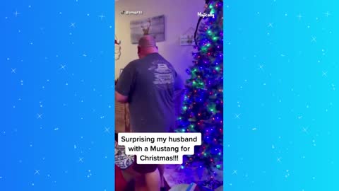 BEST CHRISTMAS SURPRISE - Husband gets surprise of his life with new Mustang for Christmas
