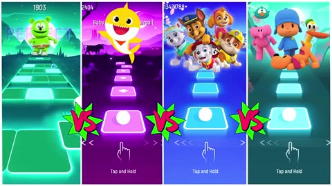 Gummy Bear vs Baby Shark vs Paw Patrol vs Pocoyo - TILES HOP EDM Rush GAME KING