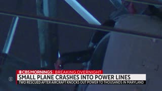 Small plane crashes into power lines in Maryland; 2 people rescued