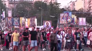Protesters march against planned Pride event in Serbia