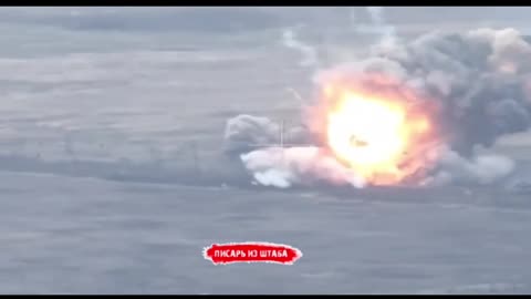 Russian soldiers destroys a Ukrainian T-72 tank near Rabotino. [Geo Location 47.43507, 35.84167]