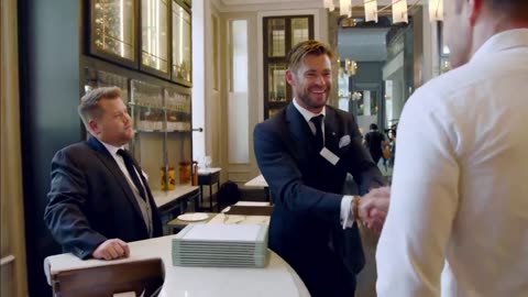 Chris Hemsworth v. James Corden - Battle of the Waiters - #LateLateLondon