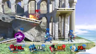 Roy and Lucario and Mewtwo Vs Little Mac on Temple (Super Smash Bros Ultimate)