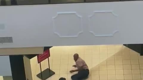 Dude jumps off 2nd floor trying to get away after robbing Apple store