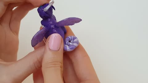 Figurine handmade to order Annealart. Figurine toy dragon Violet coastline made of polymer clay.