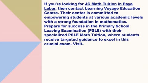 Best JC Math Tuition in Paya Lebar