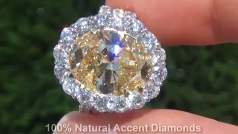 12.32 Carat Fancy Yellow Diamond Engagement Wedding Ring 18k Gold HD