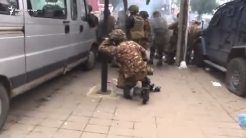 RS: Local Serbian Protesters Fight Back Against Invading NATO Troops... Kicking Their Asses