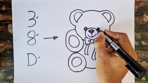 Letter turns into Cute Teddy bear Drawing // Easy Drawing