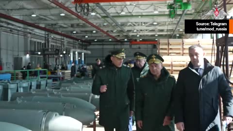 Russian Defence Minister Sergei Shoigu inspects the massproduction of FAB bombs including FAB-3000
