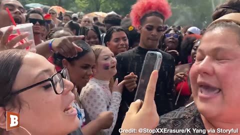 Woman with "Stop Female Erasure" Sign Attacked at NYC Pride Event