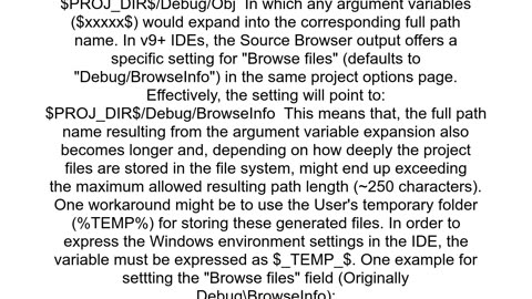 IAR Failed to generate browse indexing file paths are too long