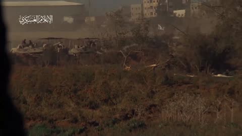 Al-Qassam Mujahideen clashing with enemy vehicles and soldiers on the Gaza City fr